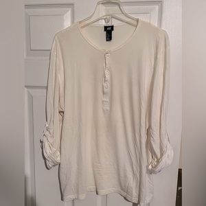 Men’s H&M long sleeve white Henley shirt, size XL